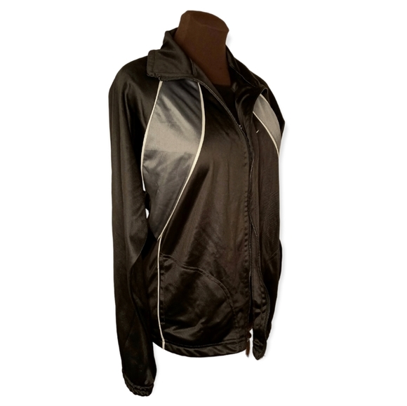 Nike vintage zip up jacket with  guitar strings  on side with logo  black satin. - Picture 3 of 11